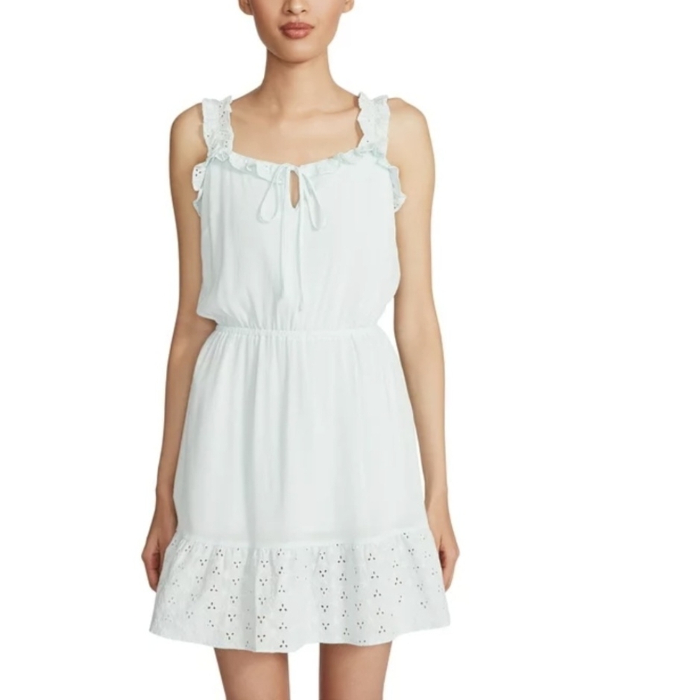 Luv Betsey by Betsey Johnson Women's Eyelet Ruffle Dress SM Starlight Blue BNWT
